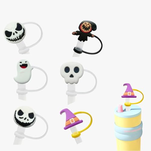 HASTHIP® 6 Packs Halloween Straw Cover Cap Ghost Topper Silicone for Stanley 30&40 Oz Tumbler Reusable Straw Tips Lids Halloween Stanley Cup Accessories Gifts HASTHIP® 6 Packs Halloween Straw Cover Cap Ghost Topper Silicone for Stanley 30&40 Oz Tumbler Reusable Straw Tips Lids Halloween Stanley Cup Accessories Gifts